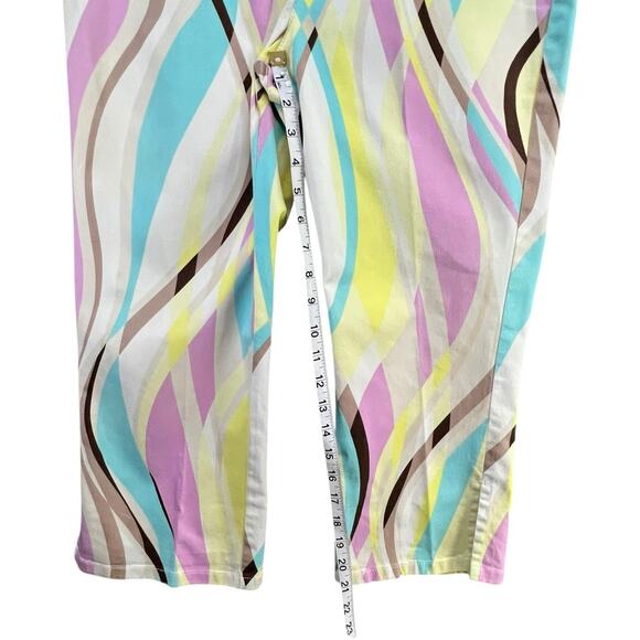 Escada Sport Capri Pants M Multicolor Rainbow Retro Waves Maximalist Eclectic - Picture 9 of 14